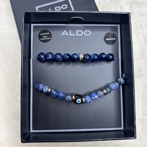 ALDO Blue & Gold Semi-Precious Gemstone Bracelets - Set of 2